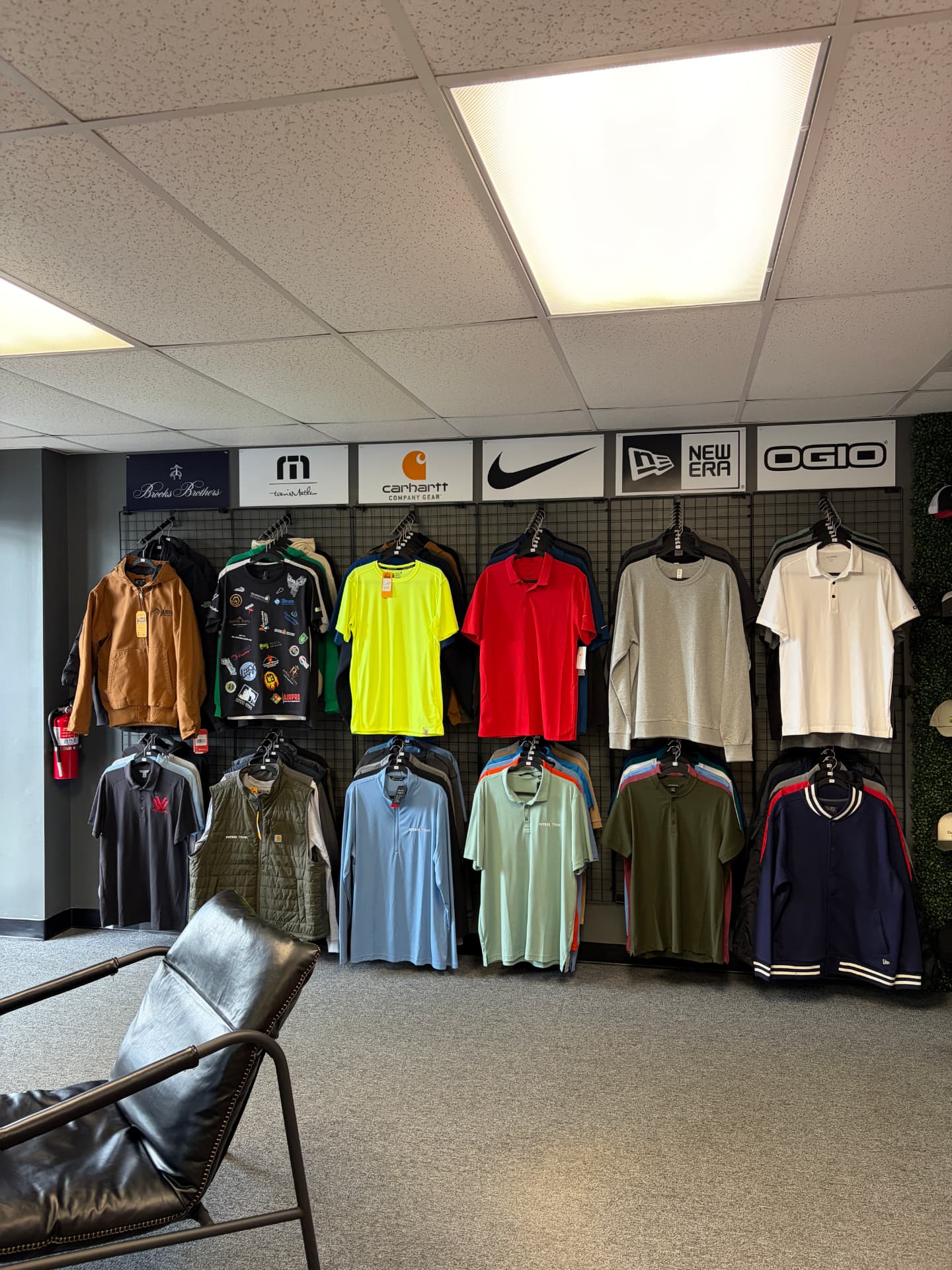 Apparel brand showroom wall at Dava X